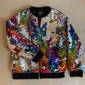 Multi-colored Dancer's Sequined Bomber Jacket